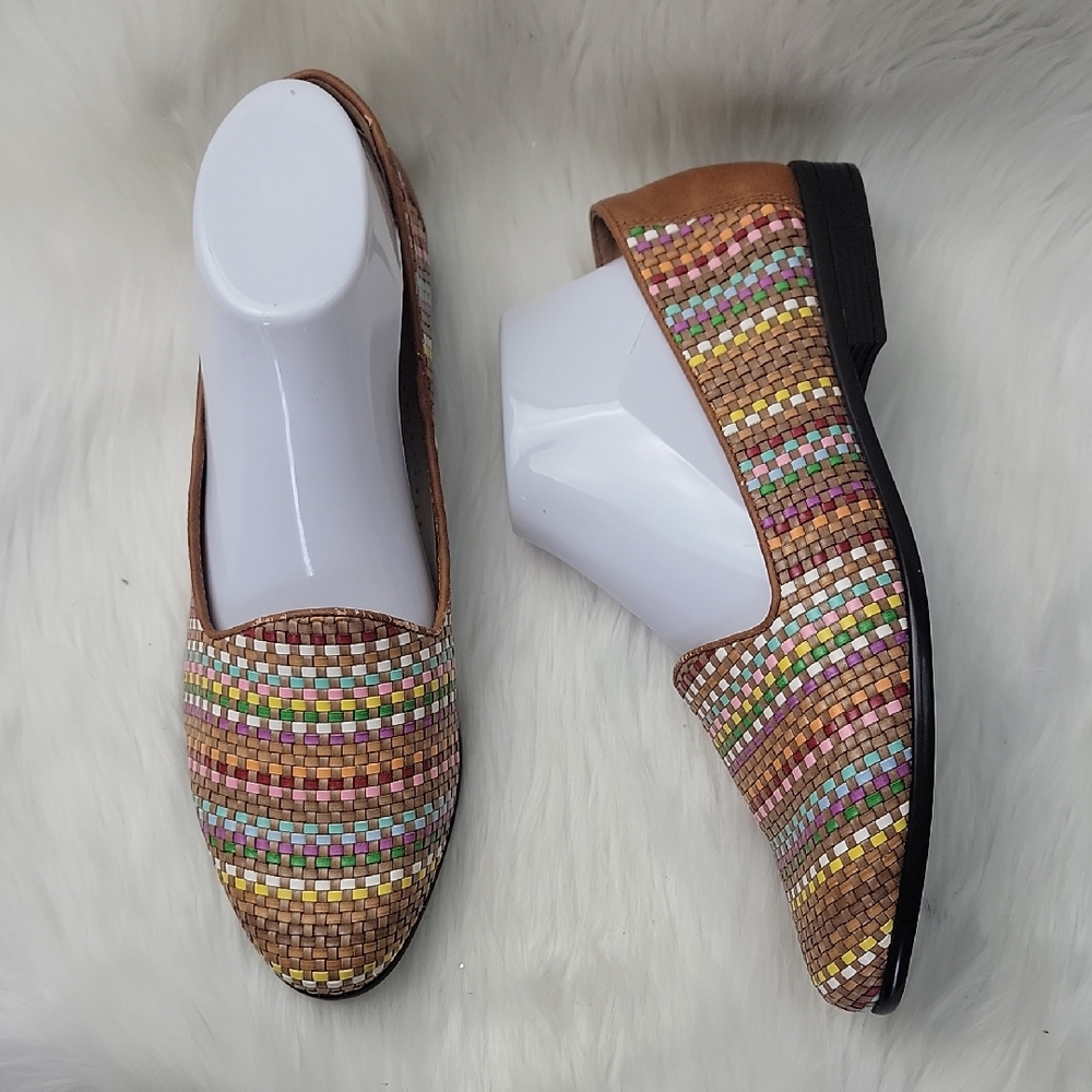 TROTTERS Liz‎ Luggage Multi Color Basket Weave Woven Comfort Loafer Flats 9.5